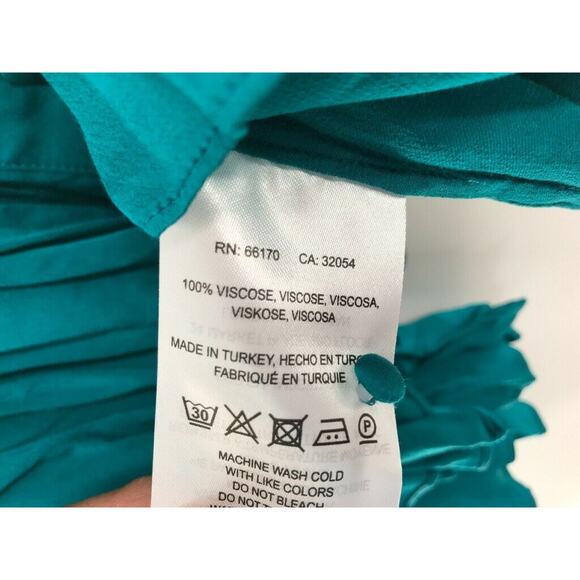 Maeve Womens Blouse Sz M Cold Shoulder Ruffles Viscose Turquoise NEW - Picture 5 of 10